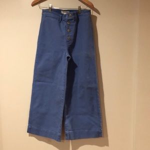 Blue cropped wide leg Madewell denim